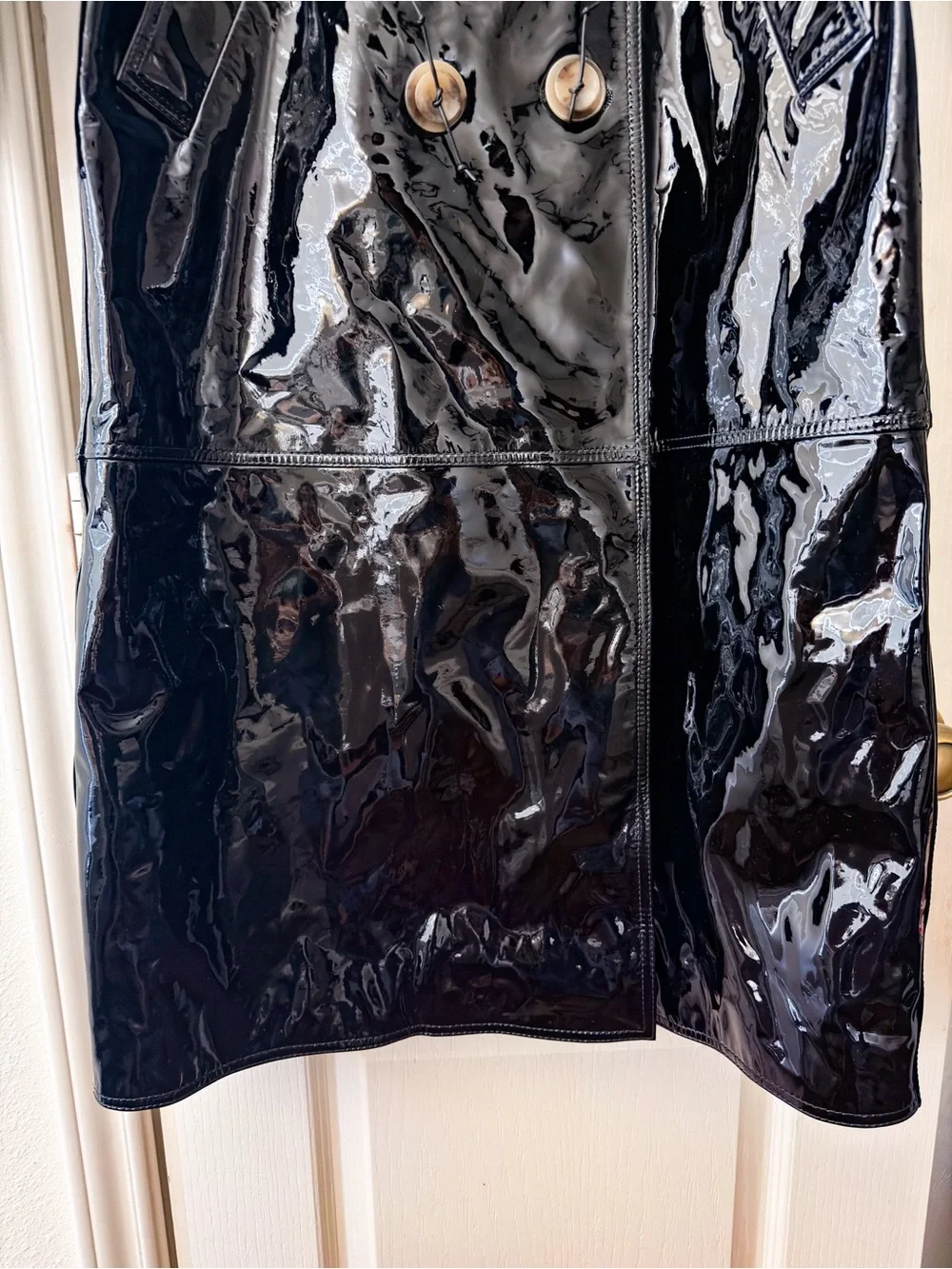 Tory‎ Burch Patent Leather Trench Coat Belted Black 0 NWT